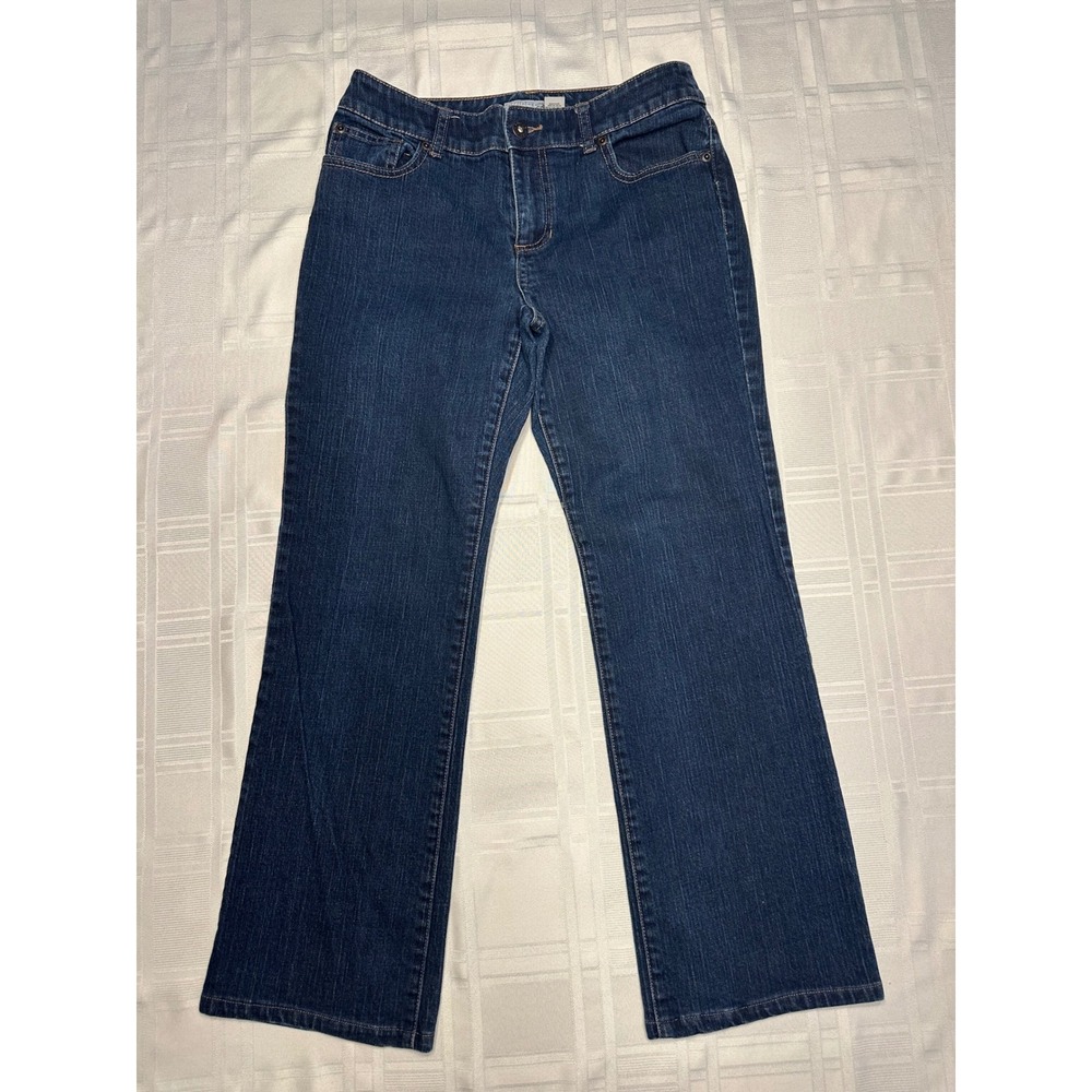 Chico's Platinum Jeans Womens 0 Dark Blue Straight Leg Denim Stretch Regular